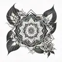 Design a tattoo that represents versatility by featuring a multi-faceted geometric shape, like a mandala, where each seg tattoo design idea