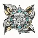 Design a tattoo that represents versatility by featuring a multi-faceted geometric shape, like a mandala, where each seg tattoo design idea