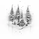 the words "It's always December"  with a dark winter design tattoo design idea