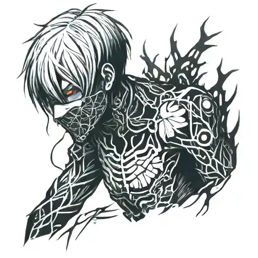 kaneki tokyo ghoul with ridze tattoo design idea