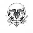 A skull made out of baking utensils and surrounded by butterflies tattoo design idea