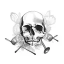A skull made out of baking utensils and surrounded by butterflies tattoo design idea