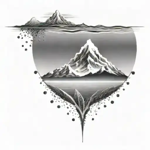 DNA, mountain and sea tattoo design idea