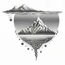 DNA, mountain and sea tattoo design idea