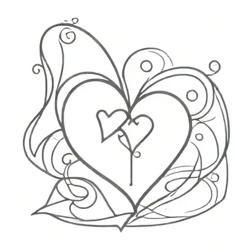 K of hearts one heart tattoo design idea