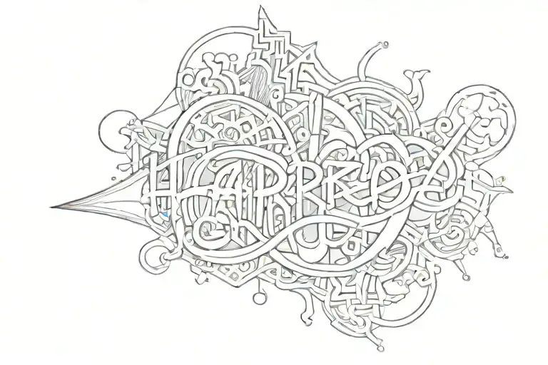 graffiti-style tattoo incorporating elements from "Pedagogy of the Oppressed," with the name "Harper"  tattoo design idea