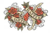 graffiti-style tattoo incorporating the name "Harper" and symbols of love and education   tattoo design idea