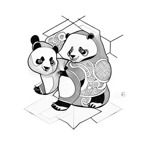 panda samurai tattoo design idea