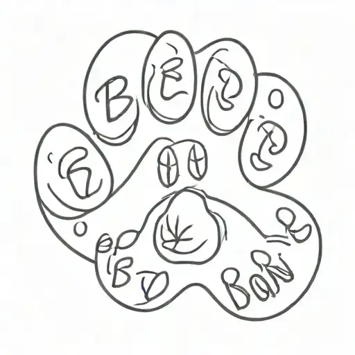 Paw Print with a name Ben tattoo design idea