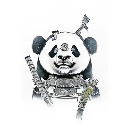samurai panda tattoo design idea
