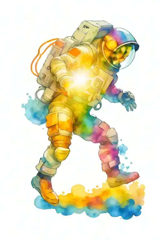 astronaut floating in space tattoo design idea