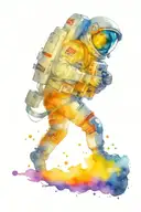 astronaut floating in space tattoo design idea