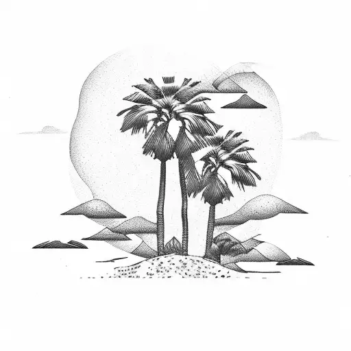 Palm Tree and Willow Tree tattoo design idea