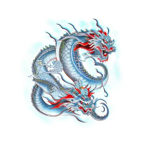 japanese celestial dragon vs alien tattoo design idea