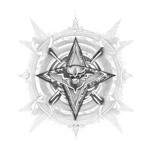 A celestial blackwork design featuring the logos of Blink 182 and Blackpink tattoo design idea