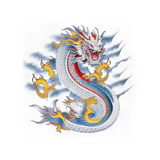 japanese celestial dragon tattoo design idea