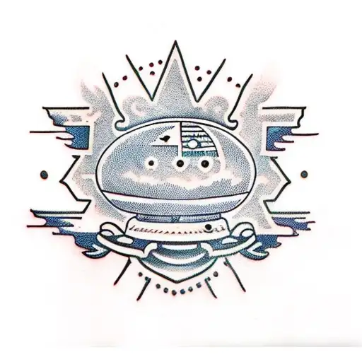 Traditional style tattoo of a UFO abducting a Blink 182 logo tattoo design idea