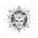 A realistic portrait of Blink 182 members surrounded by UFOs and celestial elements tattoo design idea