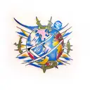 A traditional tattoo showcasing your passion for international relations with a space-themed globe and alien ambassadors tattoo design idea