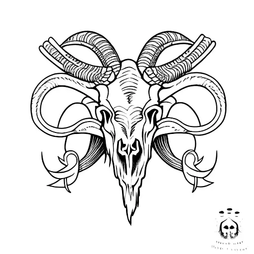 ram skull tattoo design idea
