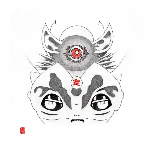 itachi Uchiha and nefepitou crouching and ryuuk behind them tattoo design idea