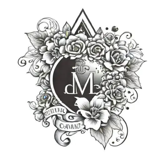 letters grandmas boy with flowers and hearts  tattoo design idea