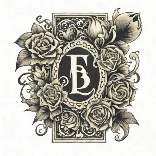 letters grandmas boy with flowers and hearts playing card tattoo design idea