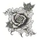 the word grandmas boy with flowers and hearts arownd it tattoo design idea