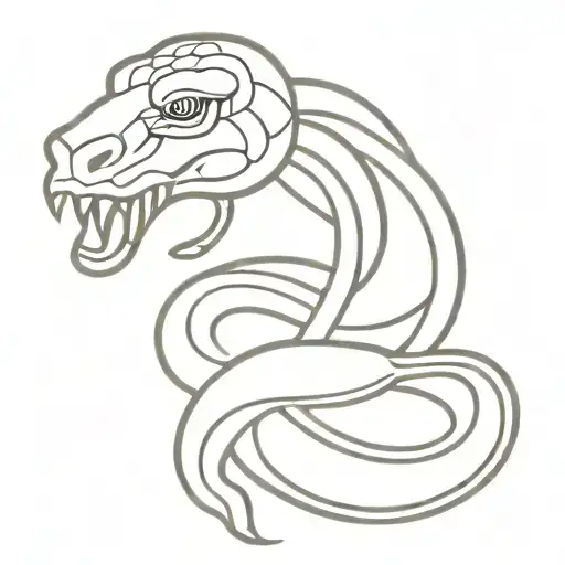 snake with zeus face tattoo design idea