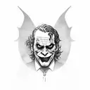 joker frowning with batmans cowl on tattoo design idea