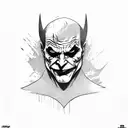 joker frowning with batmans cowl on tattoo design idea