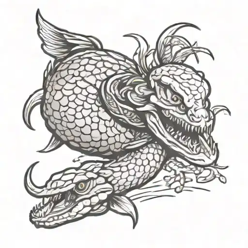 Python and Dodo bird hybrid attacks McDonald's tattoo design idea