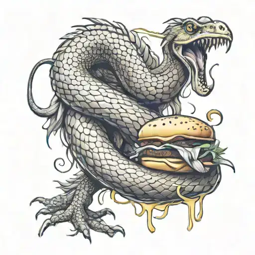 Python and Dodo bird hybrid attacks McDonald's tattoo design idea