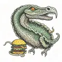 Python and Dodo bird hybrid attacks McDonald's tattoo design idea
