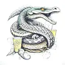 Python and Dodo bird hybrid attacks McDonald's tattoo design idea