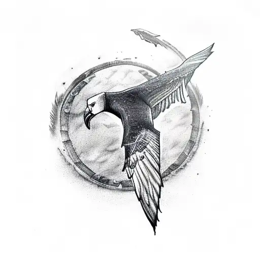 A Game of Thrones-inspired tattoo depicting a majestic albatross flying in the sky in sketch style tattoo design idea