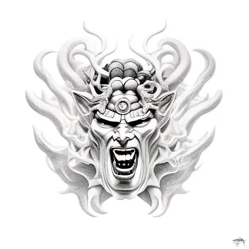 hades holding cerberus statue tattoo design idea