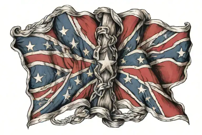 confederate flag intertwined tattoo design idea