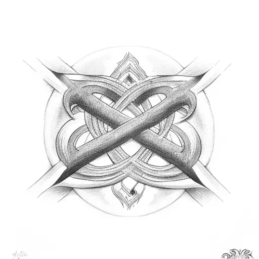 Infinite love symbol with family initials tattoo design idea