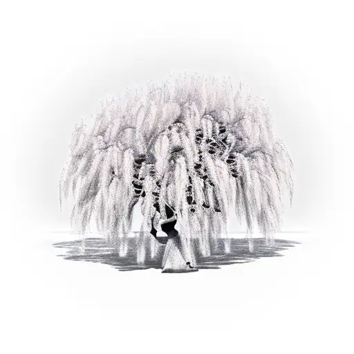 willow tree, hazel tree, roses tattoo design idea