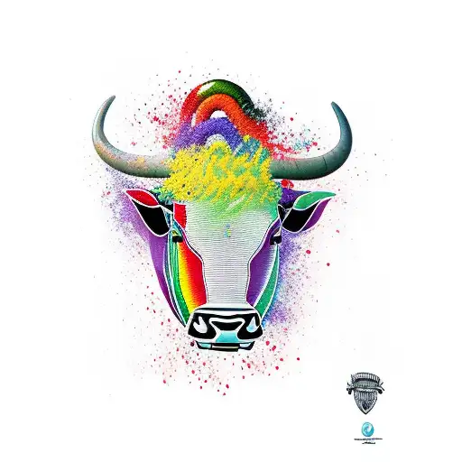 rainboweye tractor bull mutt chillisaucesausage corn tattoo design idea