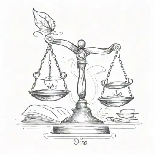 A sketch-style tattoo of a delicate balance scale with one side representing the client's profession as a lawyer and the other side symbolizing their personal struggle with bipolar disorder tattoo design idea