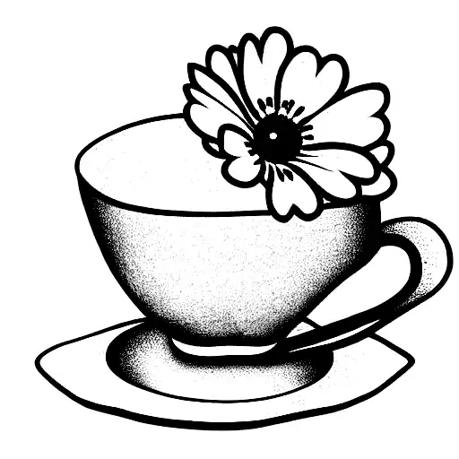 three tea cups with flowers tattoo design idea