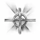 Christian Cross with clouds around it tattoo design idea