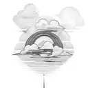 Christian Cross with clouds around it tattoo design idea