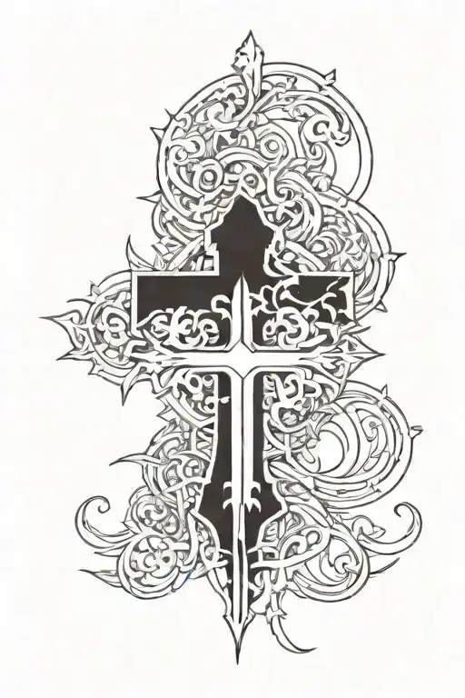 Incorporate elements from the video game 'Final Fantasy' and a cross symbol to represent Christianity tattoo design idea