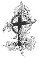 Incorporate elements from the video game 'Final Fantasy' and a cross symbol to represent Christianity tattoo design idea