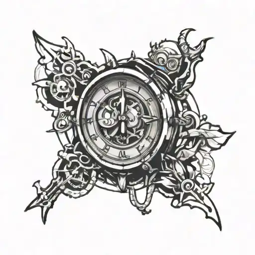 minion and broken clock tattoo design idea