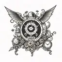 minion and broken clock tattoo design idea