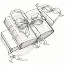 A closed book with Matilda’s bow tied around it like a ribbon on a gift. tattoo design idea